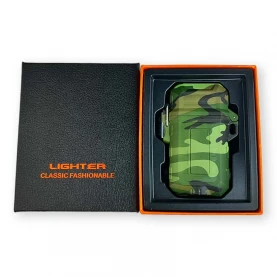 USB plazmový zapalovač Survival - Camo zelená v krabici