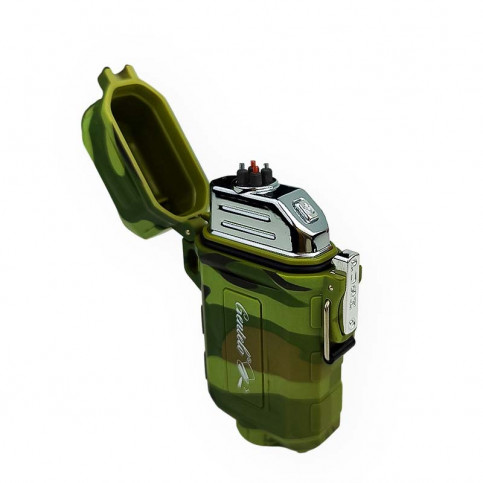 USB plazmový zapalovač Survival - Camo zelená