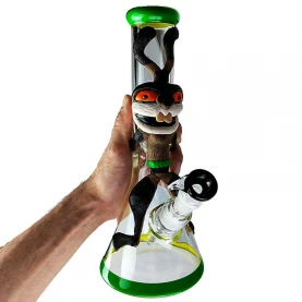 Sklenené bongo Beaker Red Eyed Rabbit 31cm - v ruke