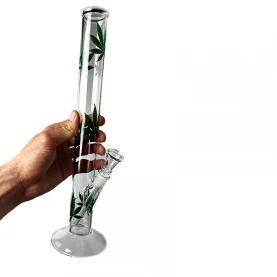 Sklenené bongo Green Leaf 35cm v ruke
