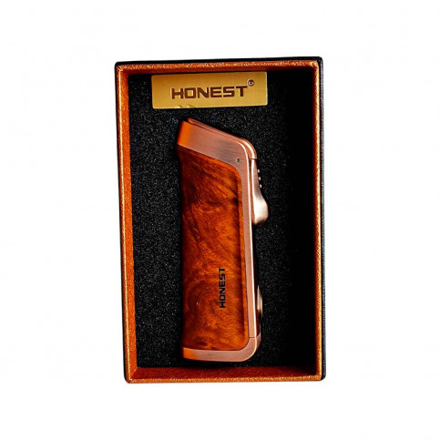 Tryskový zapaľovač Honest Wood 3-jet s vykrajovačom - v krabičke