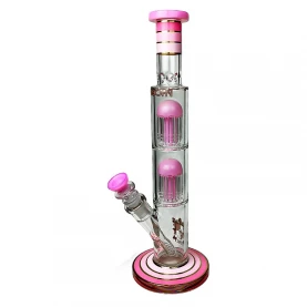 Sklenené bongo ružovej farby Phoenix double 8arm percs gold line