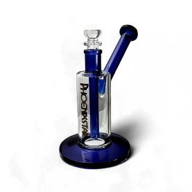 Sklenené bongo Phoenix Bubbler modrej farby