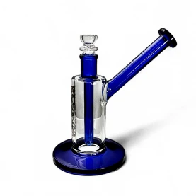 Sklenené bongo Phoenix Bubbler modrej farby - pohľad na zadnú stranu bonga