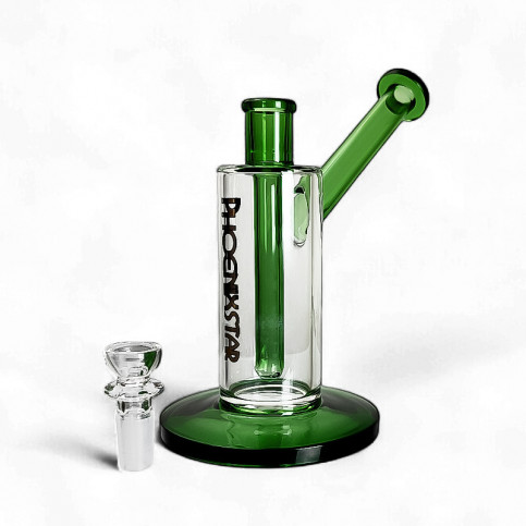 Sklenené bongo Phoenix Bubbler zelenej farby -vybraný down pipe a šluk