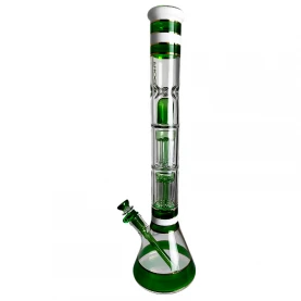 Sklenené bongo PHX double 8arm percs zelenej farby- pohľad na zadnú stranu bonga