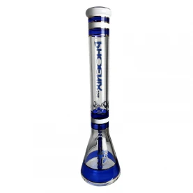 Sklenené bongo Phoenix beaker modrej farby - pohľad na zadnú stranu bonga