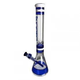 Sklenené bongo Phoenix beaker modrej farby - pohľad na bočnú stranu bonga