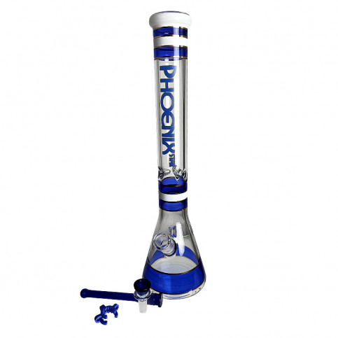 Sklenené bongo Phoenix beaker modrej farby -vybraný downpipe a šluk