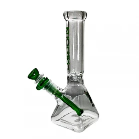 Sklenené bongo Phoenix square zelenej farby - pohľad na bočnú stranu bonga