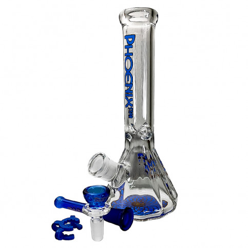 Sklenené bongo Phoenix Diamond modrej farby -vybraný downpipe a šluk