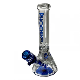 Sklenené bongo Phoenix Diamond modrej farby