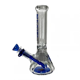 Sklenené bongo Phoenix Diamond modrej farby - pohľad na bočnú stranu bonga