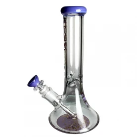 Sklenené bongo Phoenix Beaker fialovej farby - pohľad na bočnú stranu bonga