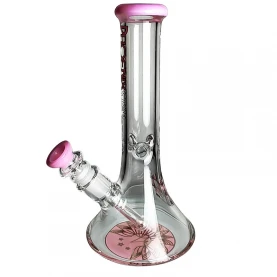 Sklenené bongo Phoenix Beaker ružovej farby - pohľad na bočnú stranu bonga