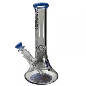 Sklenené bongo Phoenix Beaker modrej farby - pohľad na bočnú stranu bonga
