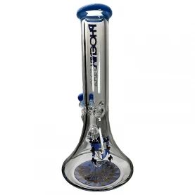 Sklenené bongo Phoenix Beaker modrej farby - pohľad na zadnú stranu bonga