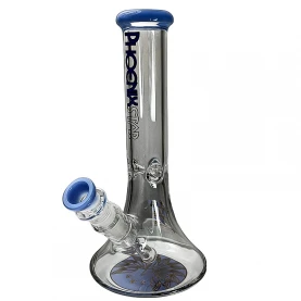 Sklenené bongo Phoenix Beaker modrej farby