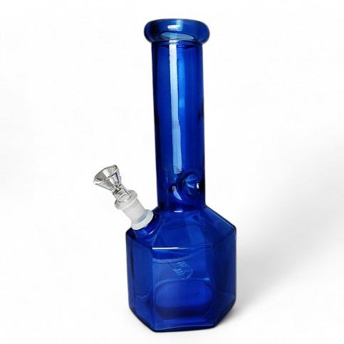 Bong sklo hexagon blue 30cm - zboku