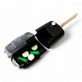 Dreambox Car Key - rozložený s pilulkami