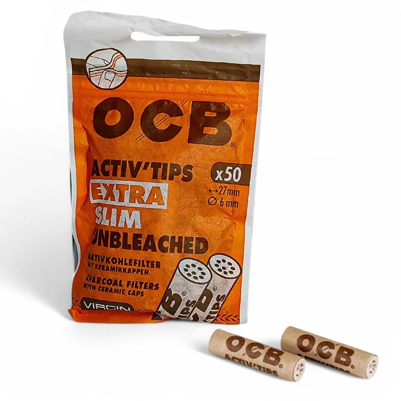 Filtre OCB uhlíkové Extra Slim 50ks Unbleached