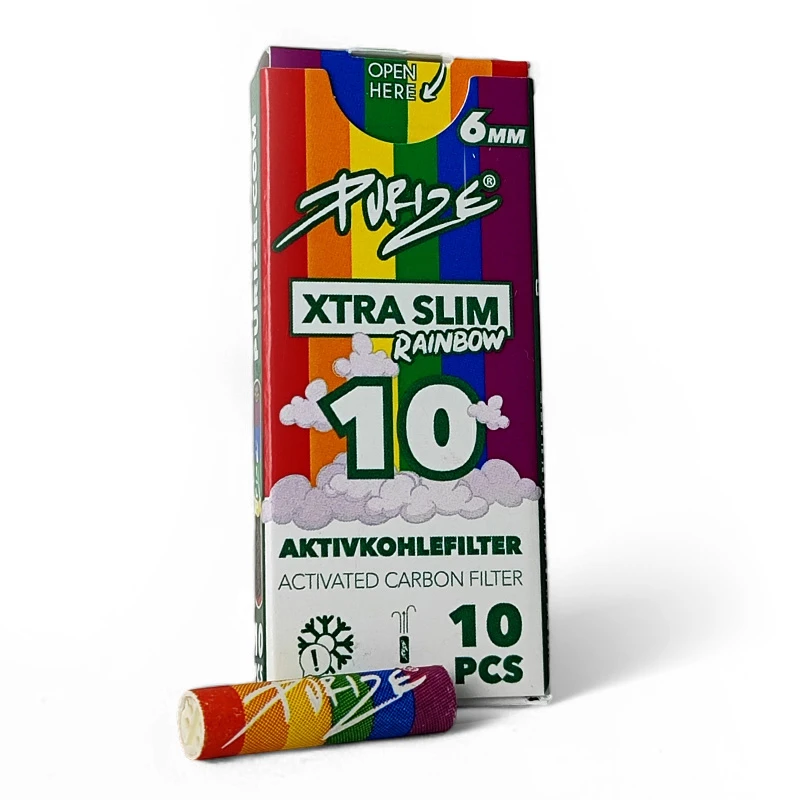 Filtre PURIZE Xtra Slim 6mm / 10ks rainbow - s vytiahnutým filtrom
