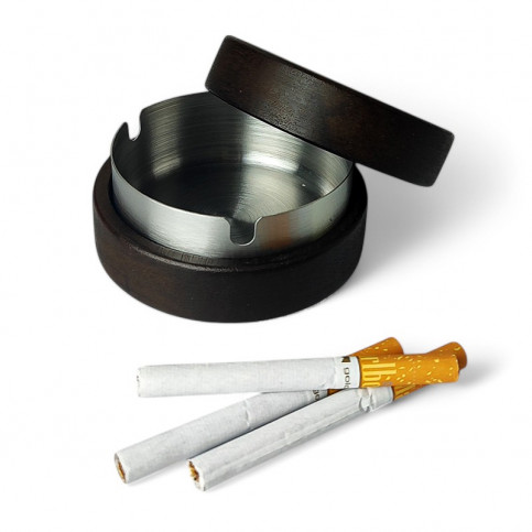 Popolník drevo / kov - Silver - s cigaretami