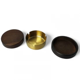 Popolník drevo / kov - Zlatý - rozložený