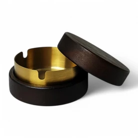 Popolník drevo / kov - Zlatý