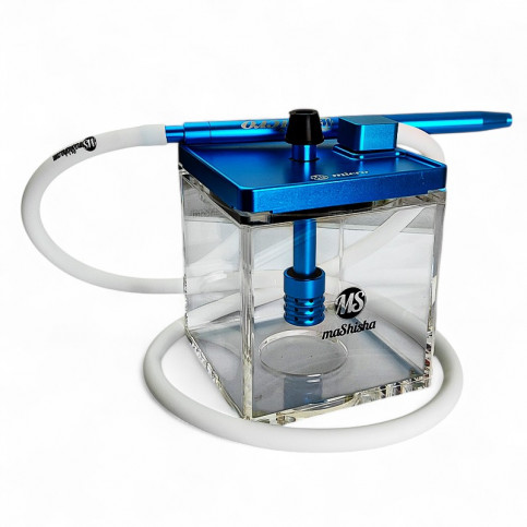 Vodná fajka MS Micro Cube - Blue/Clear - pohľad spredu