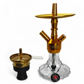 Vodná fajka AMY Deluxe Alu Brilli S gold - transparent - korunka dole
