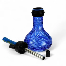 Vodná fajka AMY Deluxe Alu Apis S Blue - telo vodnej fajky, gumený difúzny náustok na ponornú tyč a váza