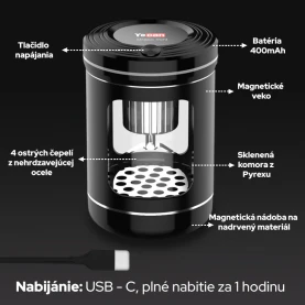 Yocan Draco Mini - Elektrický grinder - infografika časti zapaľovača