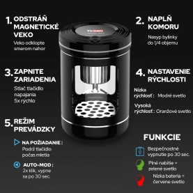 Yocan Draco Mini - Elektrický grinder - infografika návod