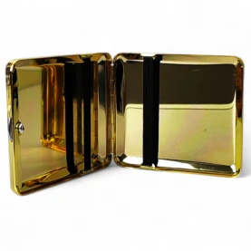 Púzdro na cigarety gold s gumičkou - otvorené