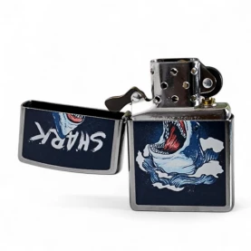 Zippo zapaľovač - Shark Design - otvorený