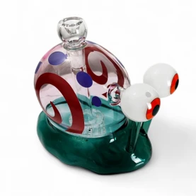 Sklenené bongo - Snail XL - pohľad od náustka na oku