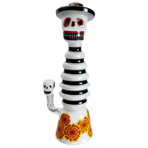 Sklenené bongo - Dia De Los Muertos XL - pohľad spredu