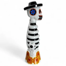 Sklenené bongo - Dia De Los Muertos XL - pohľad zboku od kotla