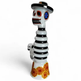 Sklenené bongo - Dia De Los Muertos XL - pohľad z kraja spredu