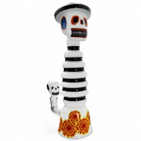 Sklenené bongo - Dia De Los Muertos XL - pohľad od kotla spredu