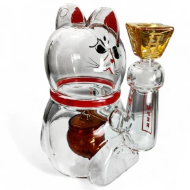 Sklenené bongo - Lucky Cat XL - pohľad  odzadu z kraja