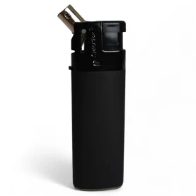 Zapalovač Rubber "Side Kick" Black - vytiahnutá hlava