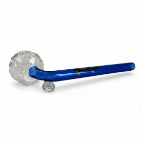 Sklenená fajka s guľou zahnutá - Pico Pipe bambulka - pohľad od podstavca