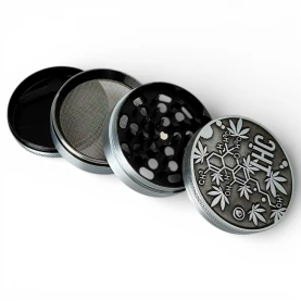 Grinder drvička 60mm/4 Silver THC Molecule - rozložená