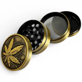 Grinder drvička 50mm/4 Gold Geometrical Leaf - rozložená