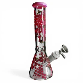 Sklenené bongo Phoenix Honey - Rúžové