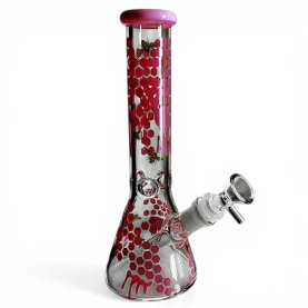 Sklenené bongo Phoenix Honey - Rúžové - zboku