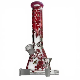 Sklenené bongo Phoenix Honey - Rúžové - vybratý kotol