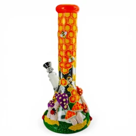 Sklenené  bongo Phoenix Art Honey Bees - odzadu